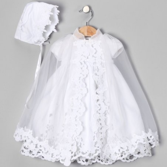 Baby White Eyelet Lace Pageant Christening Dress/Gown Size